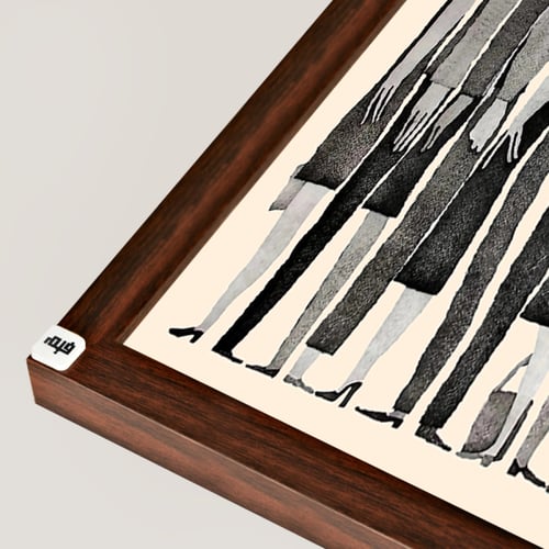 لوحة جدارية كانفس تصور شخصيات بأسلوب طولي نحيف