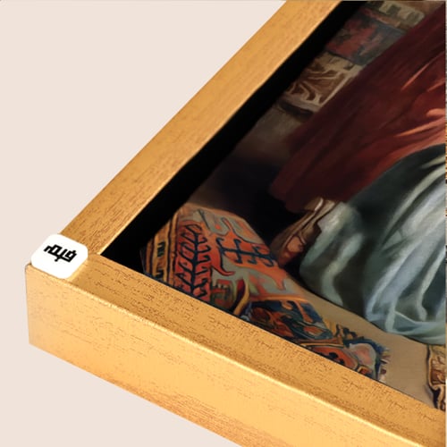 لوحة جدارية تصور بائع وسيدة في العصور الاسلامية ال...