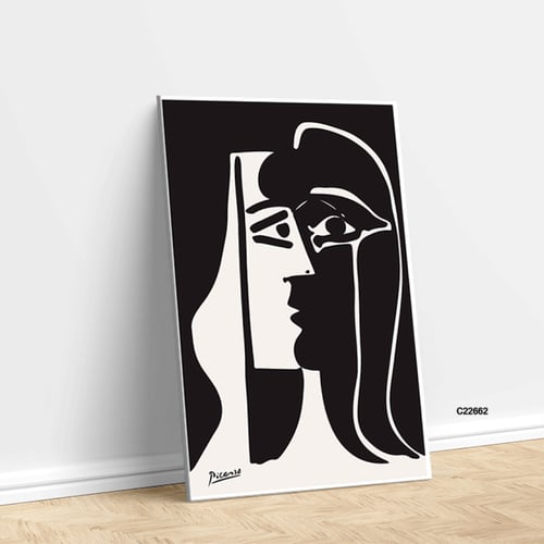 لوحة جدارية كانفس باسلوب فني تكعيبي تصور وجه مزدوج