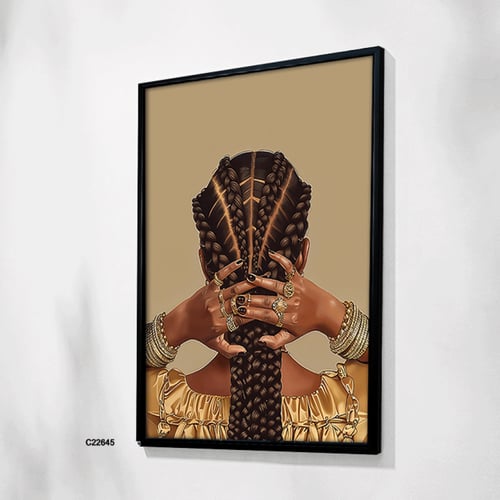 لوحة جدارية تصور ضفائر شعر فتاة افريقية
