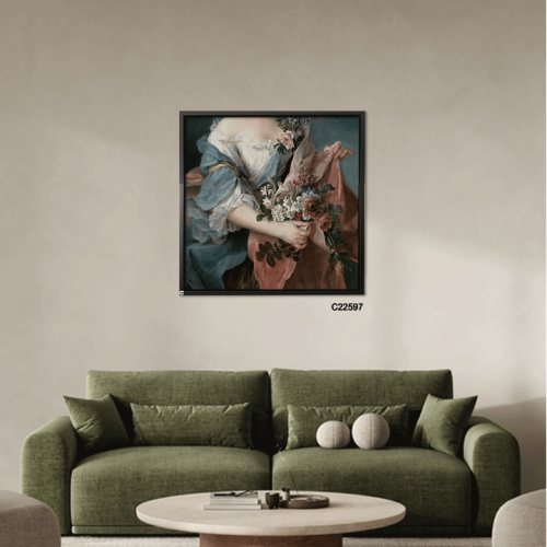 لوحة جدارية كانفس فتاة حاملة للازهار