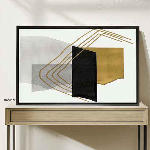 لوحة جدارية كانفس أشكال وخطوط تدرجات الذهبي وأسود...