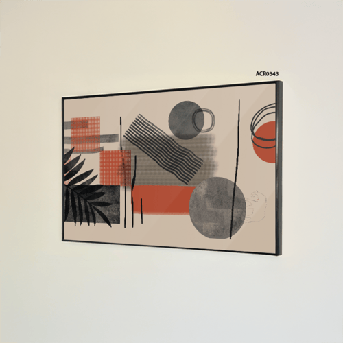 لوحة جدارية أكريليك أشكال ورقة الشجر تدرجات البيج...