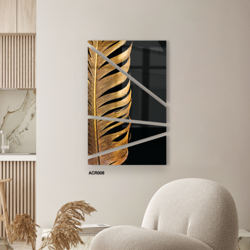 لوحة جدارية اكريليك تصور ريشة بتدرجات الاسود مع ال...