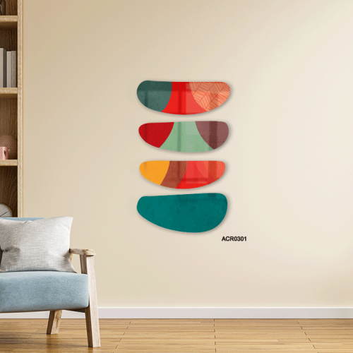 لوحة جدارية أكريليك تتميز بأشكال مستوحاة من ألوان...