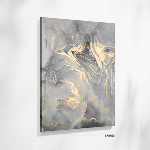 لوحة جدارية كانفس تموجات وتداخل تدرجات الذهبي ورما...