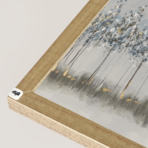 لوحة جدارية كانفس مقسمة أشجار تدرجات الرمادي والبن...