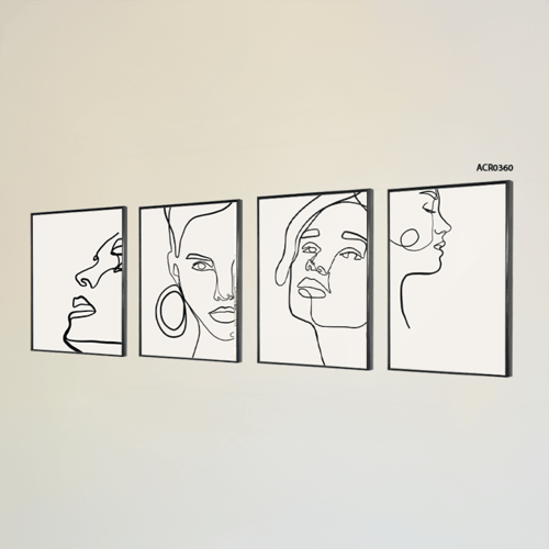 لوحة جدارية اكريليك تبرز وجوه فتاة باسلوب تدريجي ت...