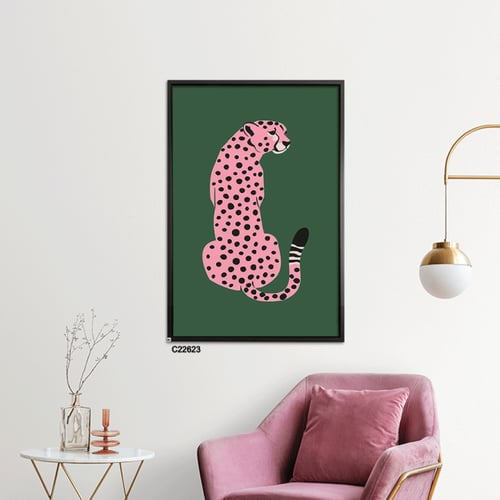 لوحة جدارية فنية فهد باللون الوردي