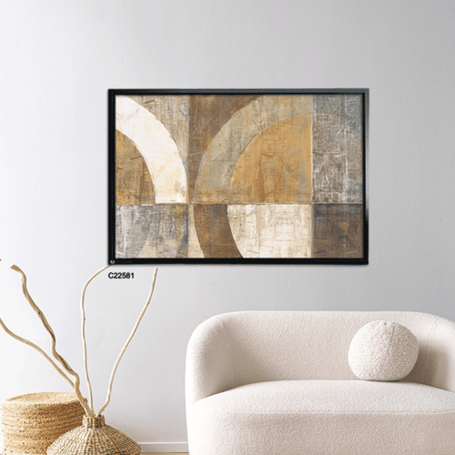 لوحة جدارية كانفس تصور اشكال متداخلة بتدرجات البني...