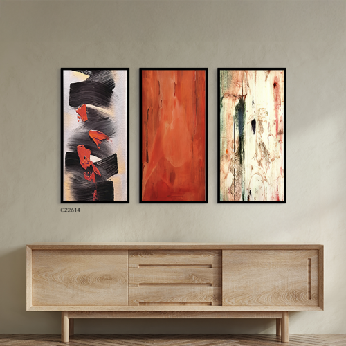 لوحة جدارية كانفس تصميم تجريدي بتدرجات الاسود والا...