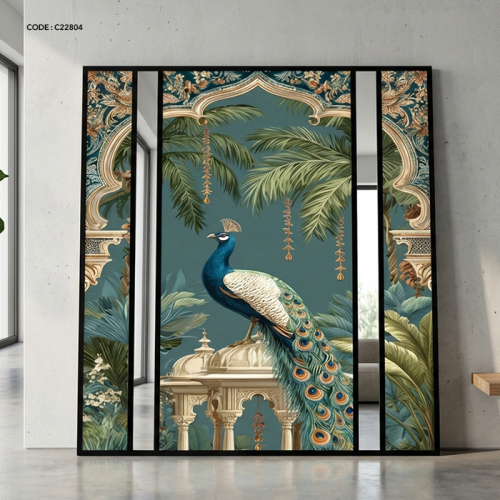 لوحة جدارية كانفس بتصميم لحديقة يتوسطها طاوؤس ومرا...