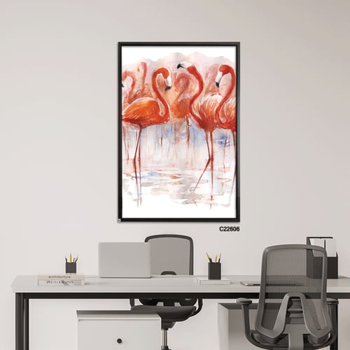 لوحة جدارية كانفس تصور فلامنجو بتدرجات الزهري و ال...