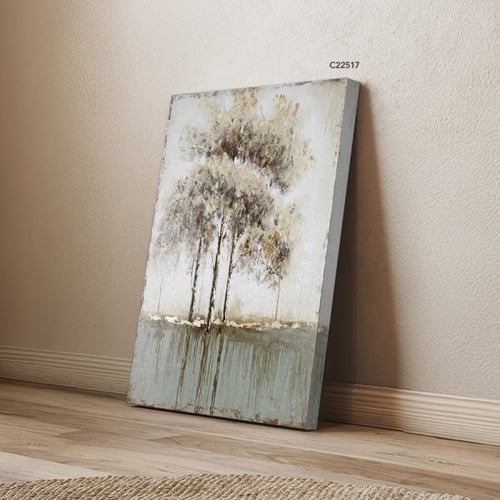 لوحة جدارية اشجار بتدرجات البيج والتيفاني