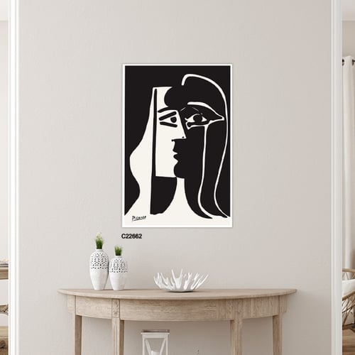 لوحة جدارية كانفس باسلوب فني تكعيبي تصور وجه مزدوج