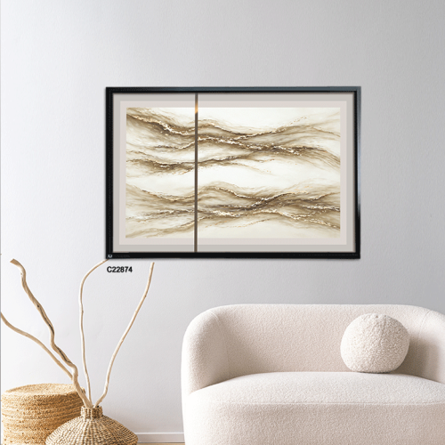 A canvas wall art piece with an abstract, flowing, modern design.