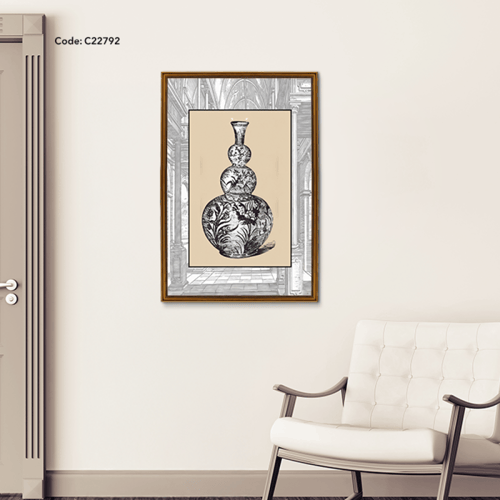 لوحة جدارية كانفس بتصميم يجسد فازه برسومات نباتية...