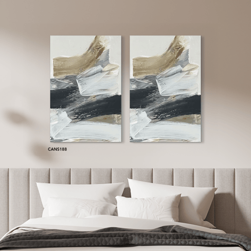 لوحة جدارية كانفس تداخل ألوان تدرجات رمادي مع أبيض...