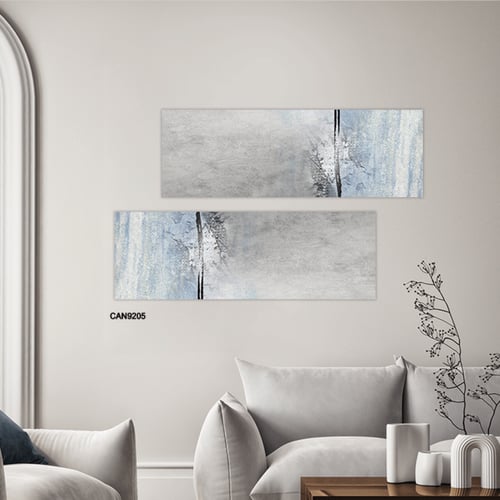 لوحة جدارية كانفس مقسمة طابع رخامي درجات الرمادي و...