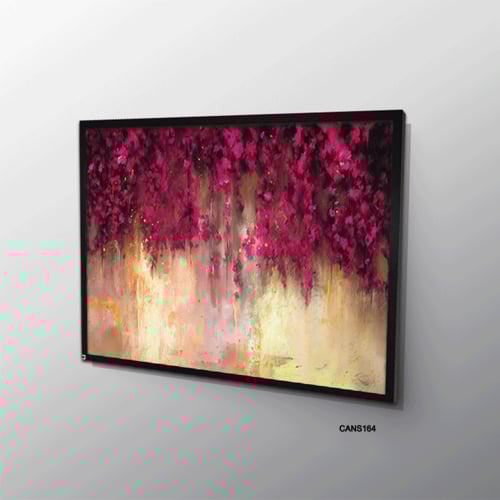 لوحة جدارية كانفس ورود وأغصان تدرجات الوردي