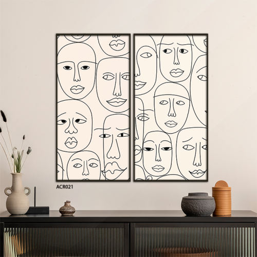 لوحة جدارية اكريليك مقسمة تتميز بتصميم يحتوي على و...