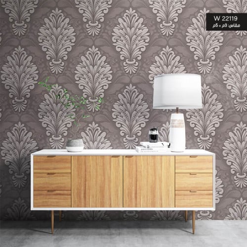 ورق حائط، نمط من الورد - تدرجات البني مع البيج