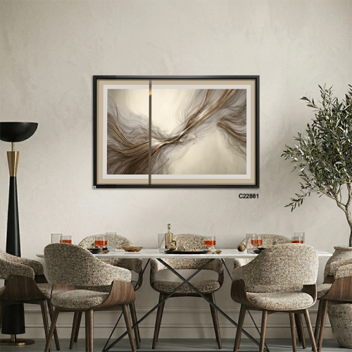 A modern abstract canvas wall art piece featuring silken ripples and flowing, extended lines.