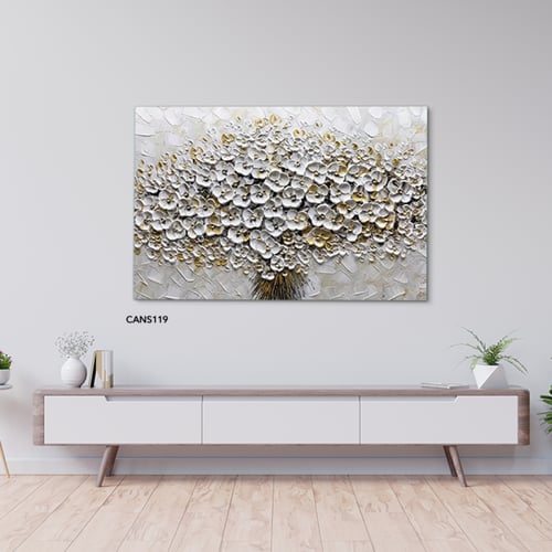لوحة جدارية كانفس شجرة من الورود تدرجات الذهبي مع...