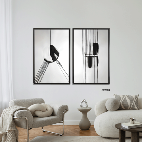 طقم مكون من عدد لوحتين مودرن خطوط واشكال