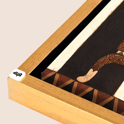 لوحة جدارية كانفس زاوية بتصميم لفازة بنقوش منقطة