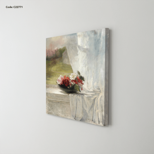 لوحة جدارية كانفس بتصميم كلاسيكي لوعاء ورد