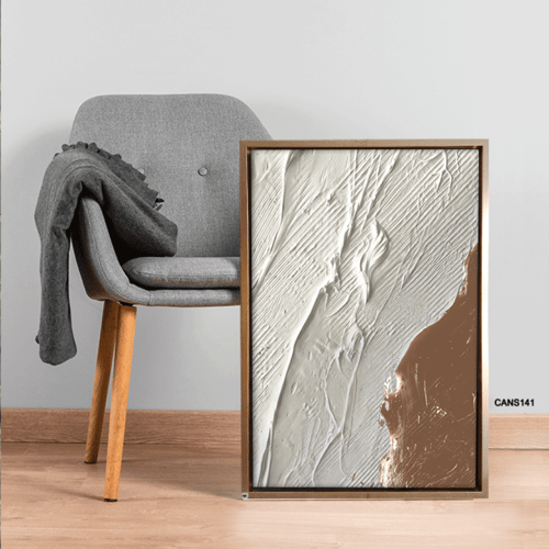 لوحة جدارية كانفس ، طابع جبسي - تدرجات البني مع ال...
