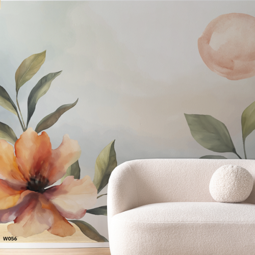 ورق حائط زهور ، بتصميم لزهور نباتية بنمط الوان مائ...