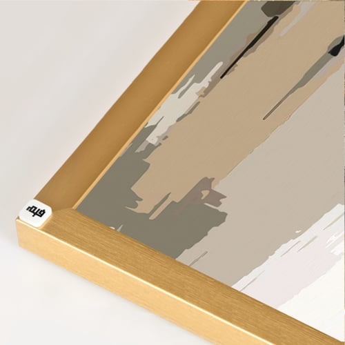 لوحة تصور اشخاص بتدرجات البيج والاصفر والرمادي وال...