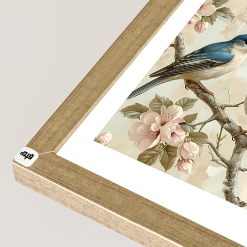 لوحة جدارية كانفس تصور عصفورين بتدرجات الازرق على...