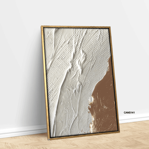 لوحة جدارية كانفس ، طابع جبسي - تدرجات البني مع ال...