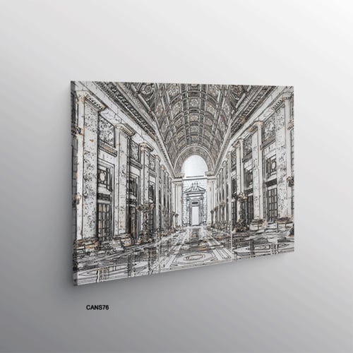 لوحة جدارية كانفس ، ممر قصر - تدرجات الأسود والرما...