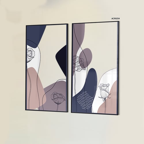 لوحة جدارية أكريليك مقسمة أوراق شجر بتدرجات جميلة