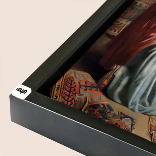 لوحة جدارية تصور بائع وسيدة في العصور الاسلامية ال...