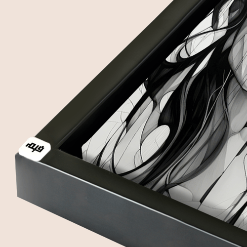 لوحة جدارية كانفس تصور وجه بأعين مغمضة وخطوط هندسي...