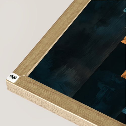 لوحة جدارية تصور اقواس متداخلة ذهبية ودائرة باللون...