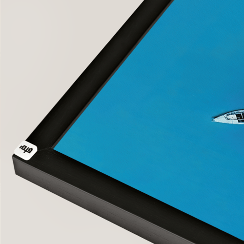 لوحة جدارية كانفس تصور شاطئ بحر وقوراب