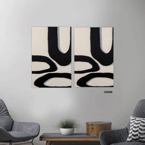 لوحة جدارية كانفس تصور أشكالًا عشوائية بتدرجات الأ...