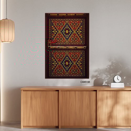 لوحة جدارية كانفس ، نقوش - تدرجات البني والبيج مع...