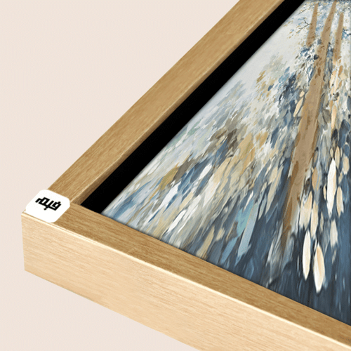 لوحة كانفس اغصان واوراق شجر درجات الازرق مع الأبيض...