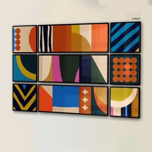 لوحة جدارية اكريليك تصميمًا مقسمً درجات من الذهبي...