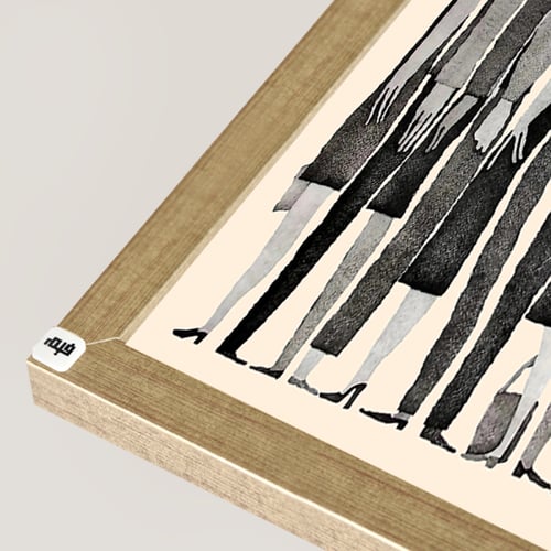 لوحة جدارية كانفس تصور شخصيات بأسلوب طولي نحيف