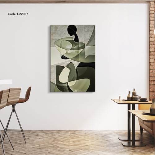 لوحة جدارية كانفس تصور شخصية انثوية بأسلوب تجريدي