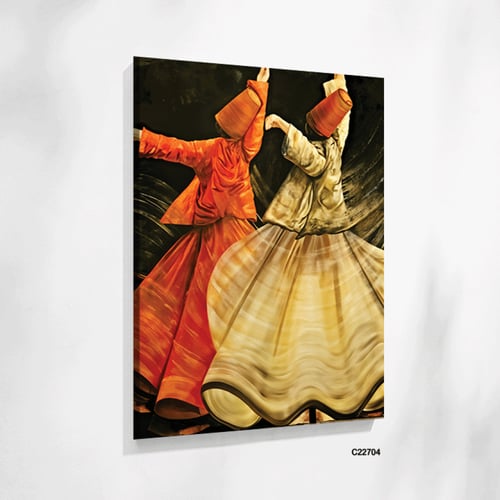 لوحة جدارية تصور دراويش في حالة دوران