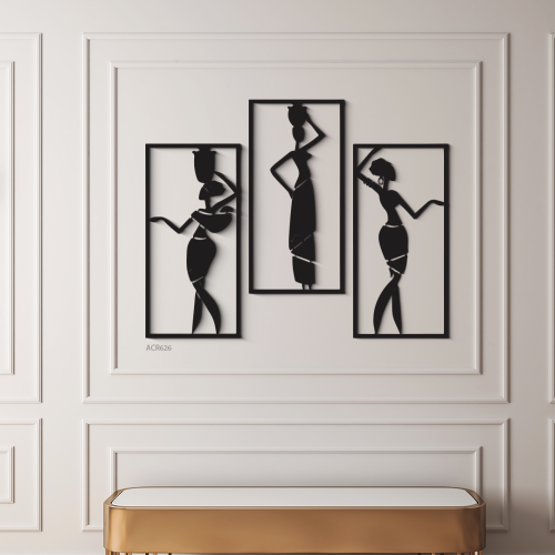 لوحة جدارية اكريليك تصور ثلاث سيدات بطابع افريقي